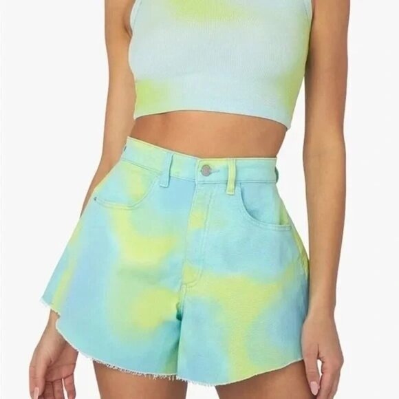 Revolve WeWoreWhat Flare Bell Shorts in Tie Dye Size 25 NWT - Picture 1 of 7
